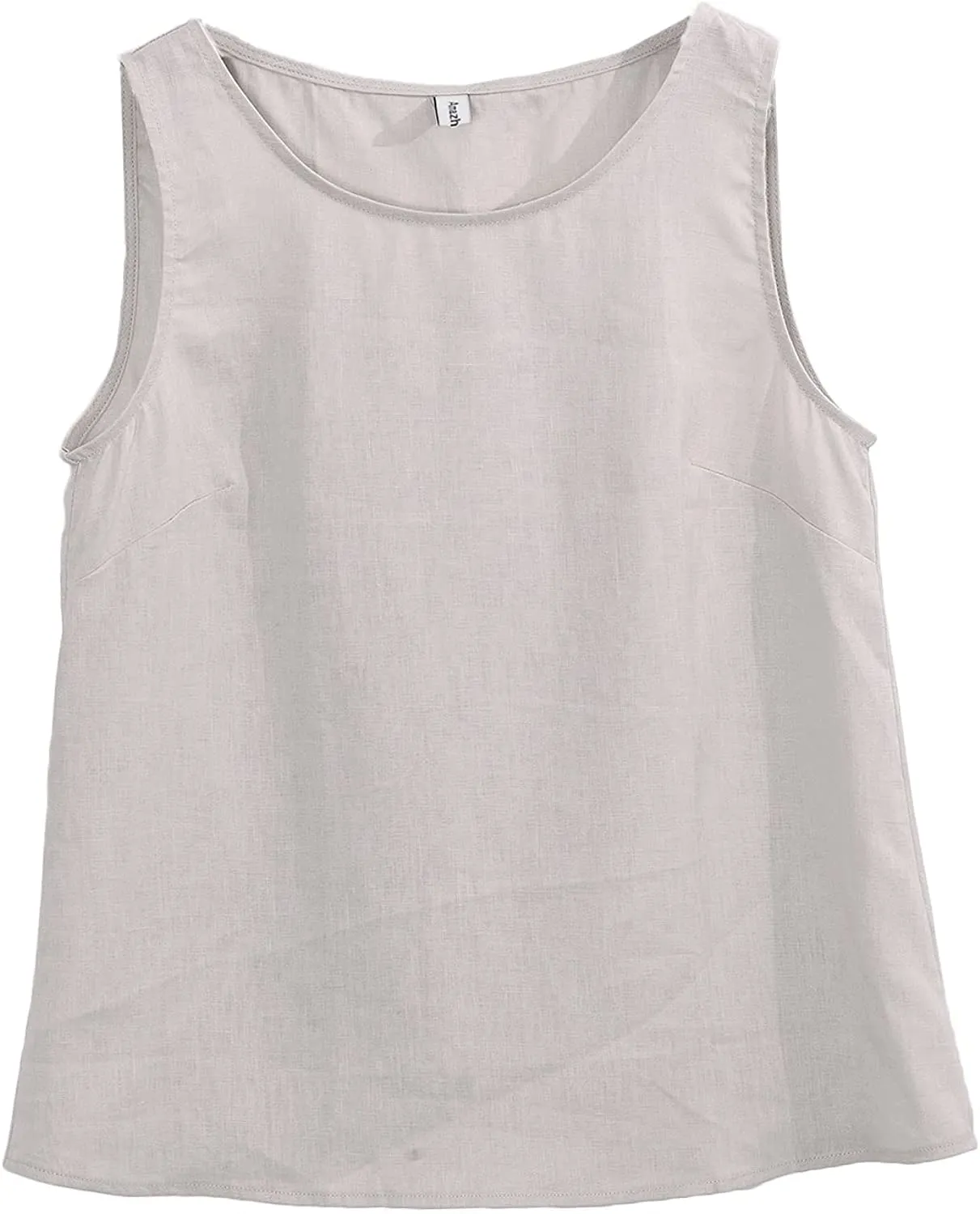Amazhiyu Pure Linen Crewneck Tank Tops