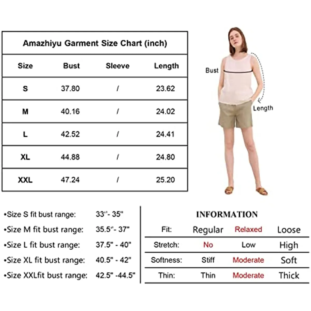 Amazhiyu Pure Linen Crewneck Tank Tops