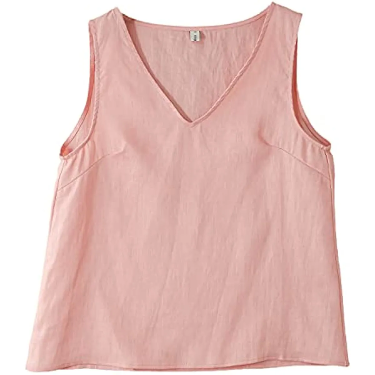 Amazhiyu Pure Linen Sleeveless V Neck Tank Tops