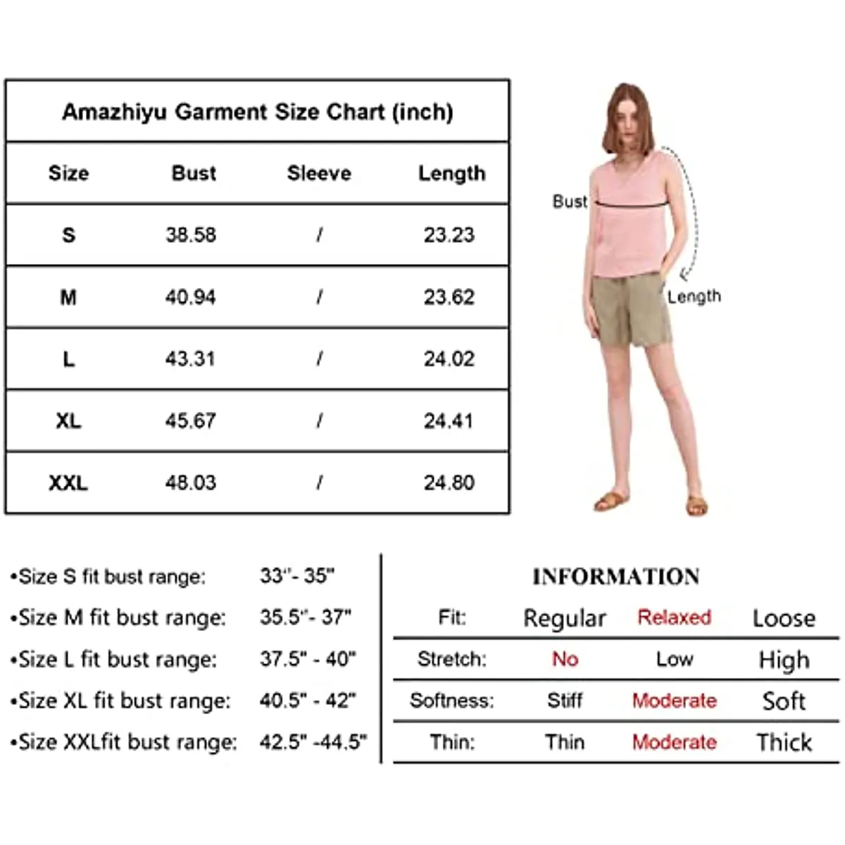 Amazhiyu Pure Linen Sleeveless V Neck Tank Tops