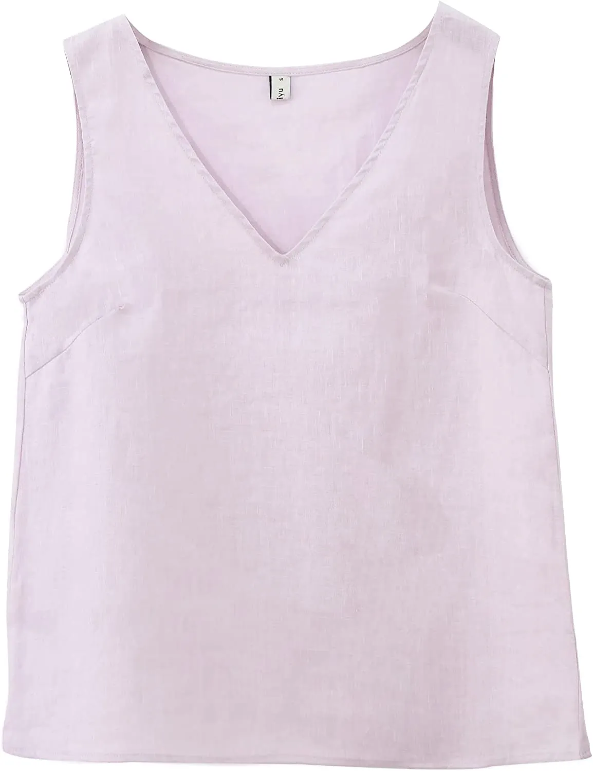 Amazhiyu Pure Linen Sleeveless V Neck Tank Tops