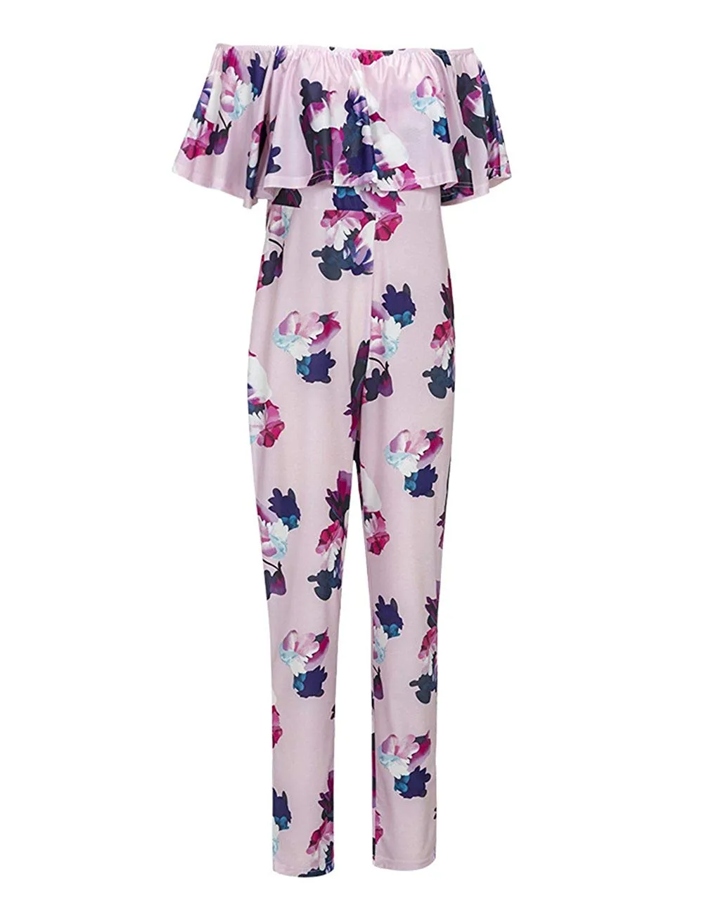 AMZ PLUS Sexy High Waist Plus Size Off Shoulder Floral Romper Jumpsuits for Women