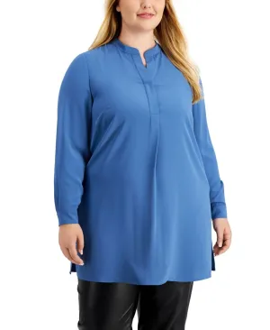 Anne Klein Womens Plus Size Longer Length Nehru Tunic Top 10840371