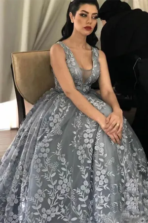 Anneprom Chic African Lace Prom Dress A Line 3D Floral Prom Gown APP0534