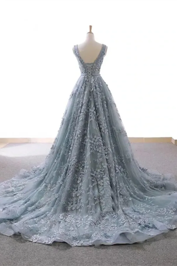 Anneprom Chic African Lace Prom Dress A Line 3D Floral Prom Gown APP0534