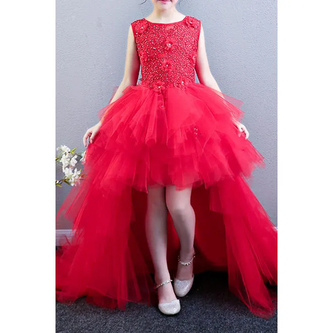 Anneprom Kids Girls Beautifull Sleeveless Fancy Lace Dresses APF0002
