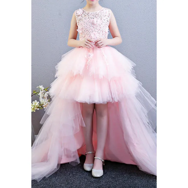 Anneprom Kids Girls Beautifull Sleeveless Fancy Lace Dresses APF0002