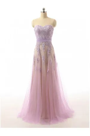 Anneprom Lace Sweetheart Tulle Prom Dresses Evening Dresses APB0008