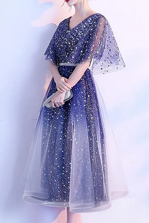 Anneprom Princess Cocktail Party Dresses With Chiffon Ruffles Short Starry Prom Dresses APP0420