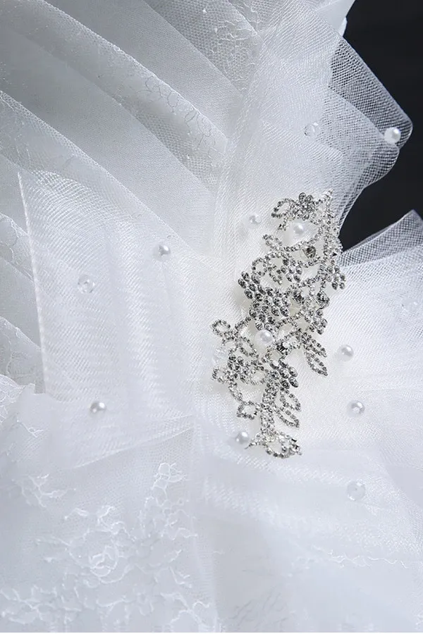 Anneprom Scoop Gown Sweetheart Organza Wedding Dress With Lace APW0021