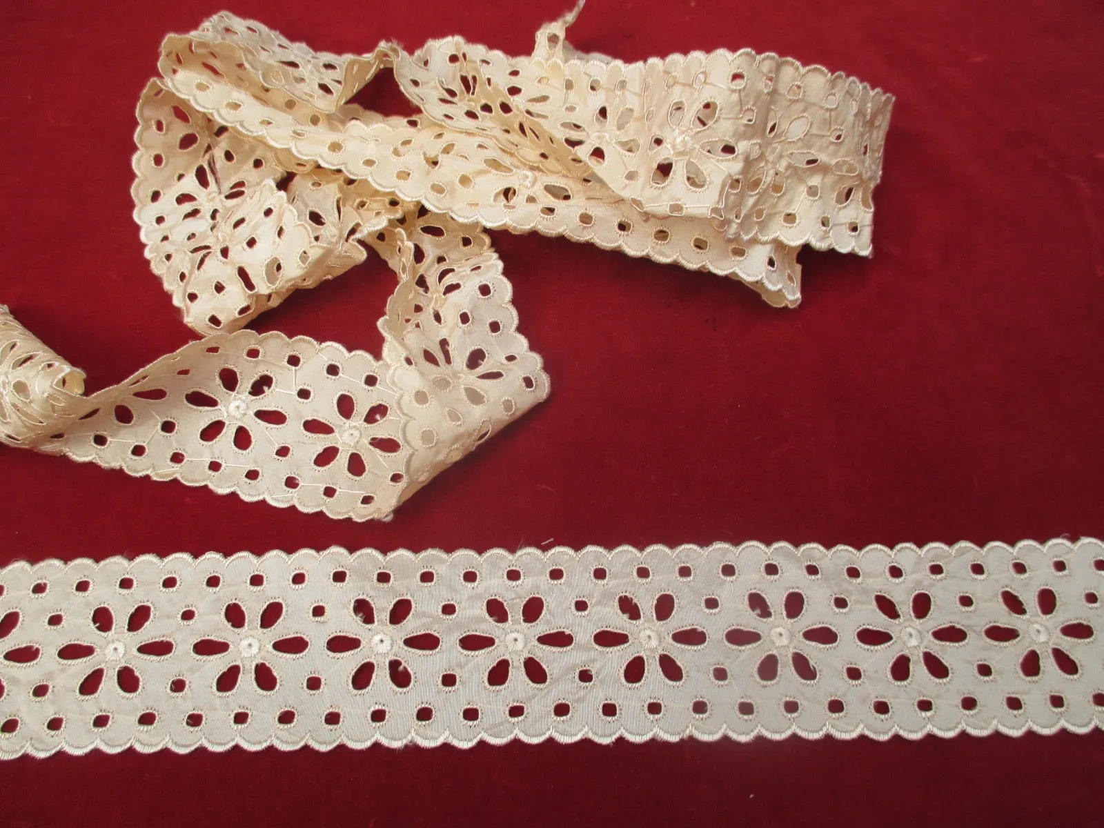 Antique Victorian Silk Eyelet lace trim