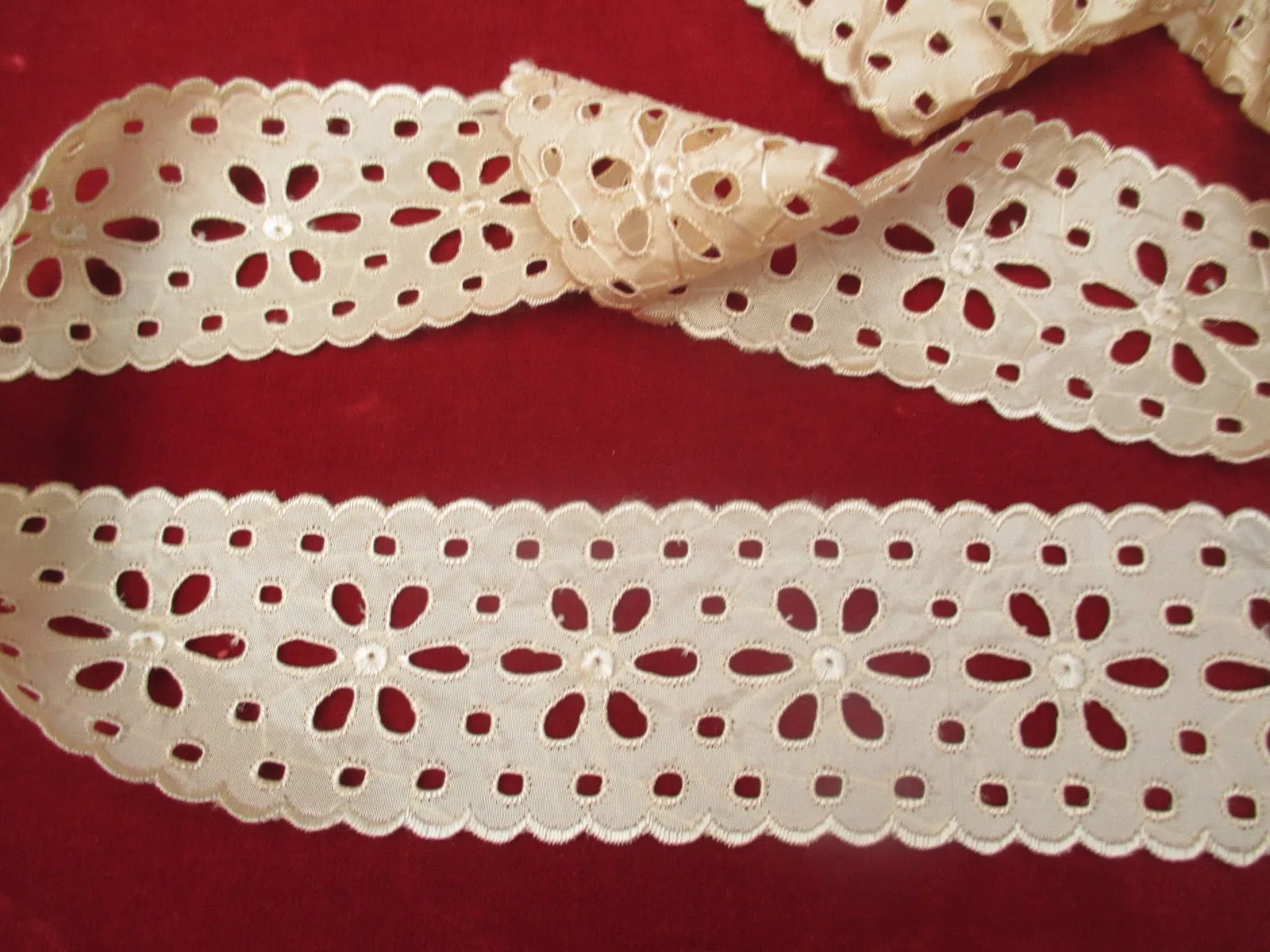 Antique Victorian Silk Eyelet lace trim