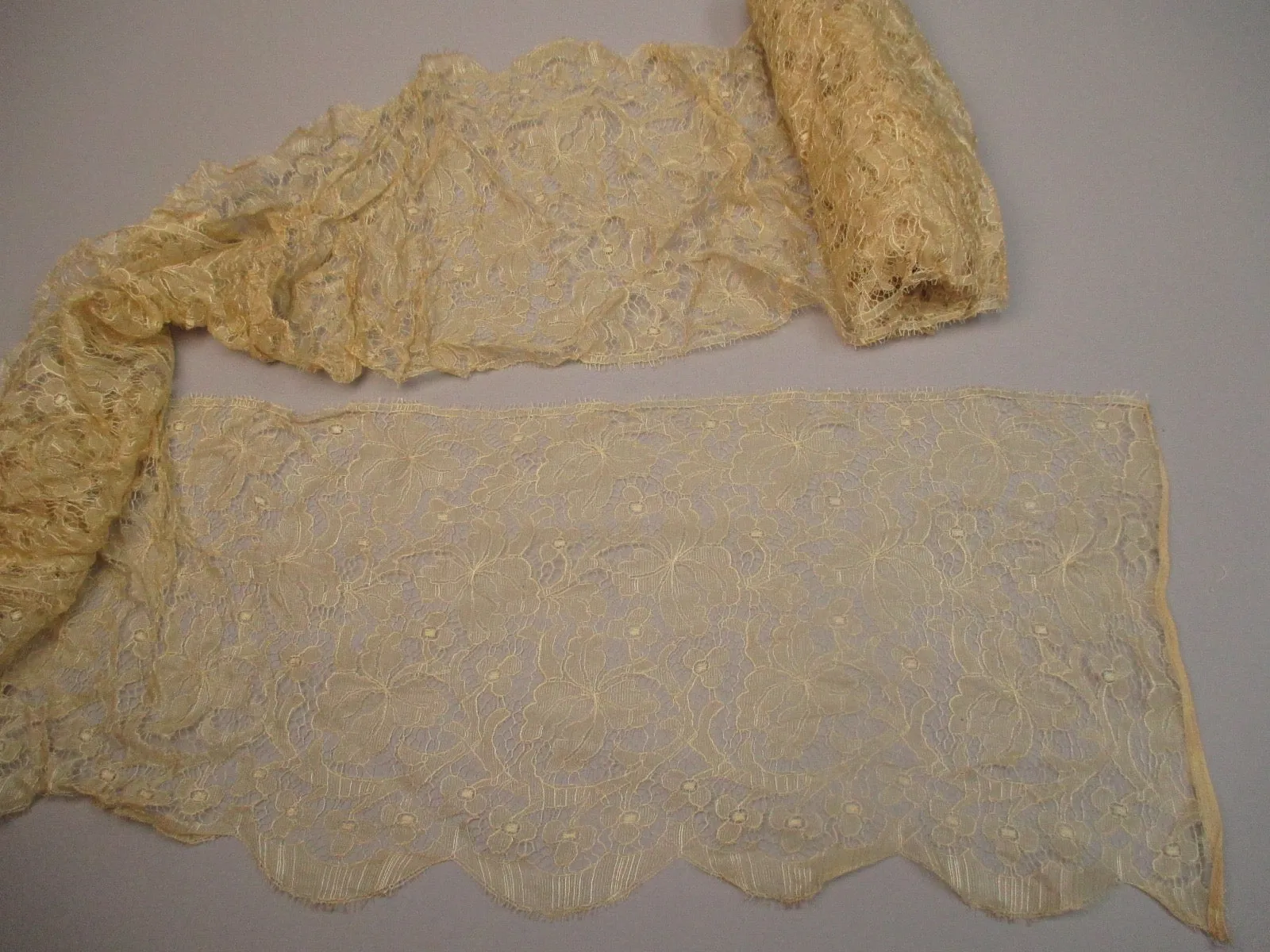 Antique Victorian Silk Lace Yardage