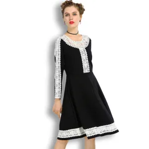 AOFULI Spring Luxury Diamond Plus Size Women Embroidery Patchwork Dress
