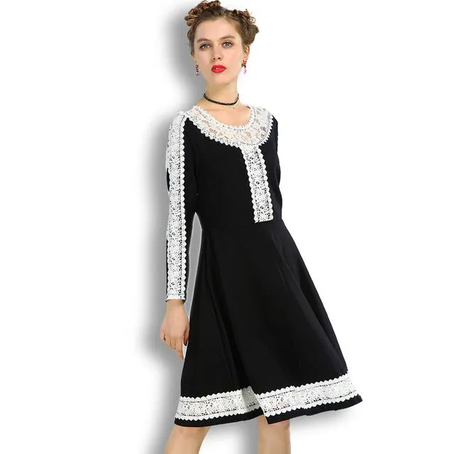 AOFULI Spring Luxury Diamond Plus Size Women Embroidery Patchwork Dress