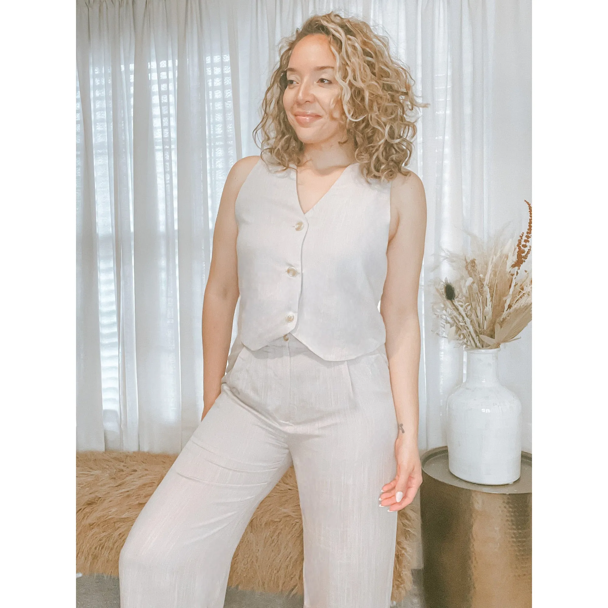 Ashton Linen Vest Set