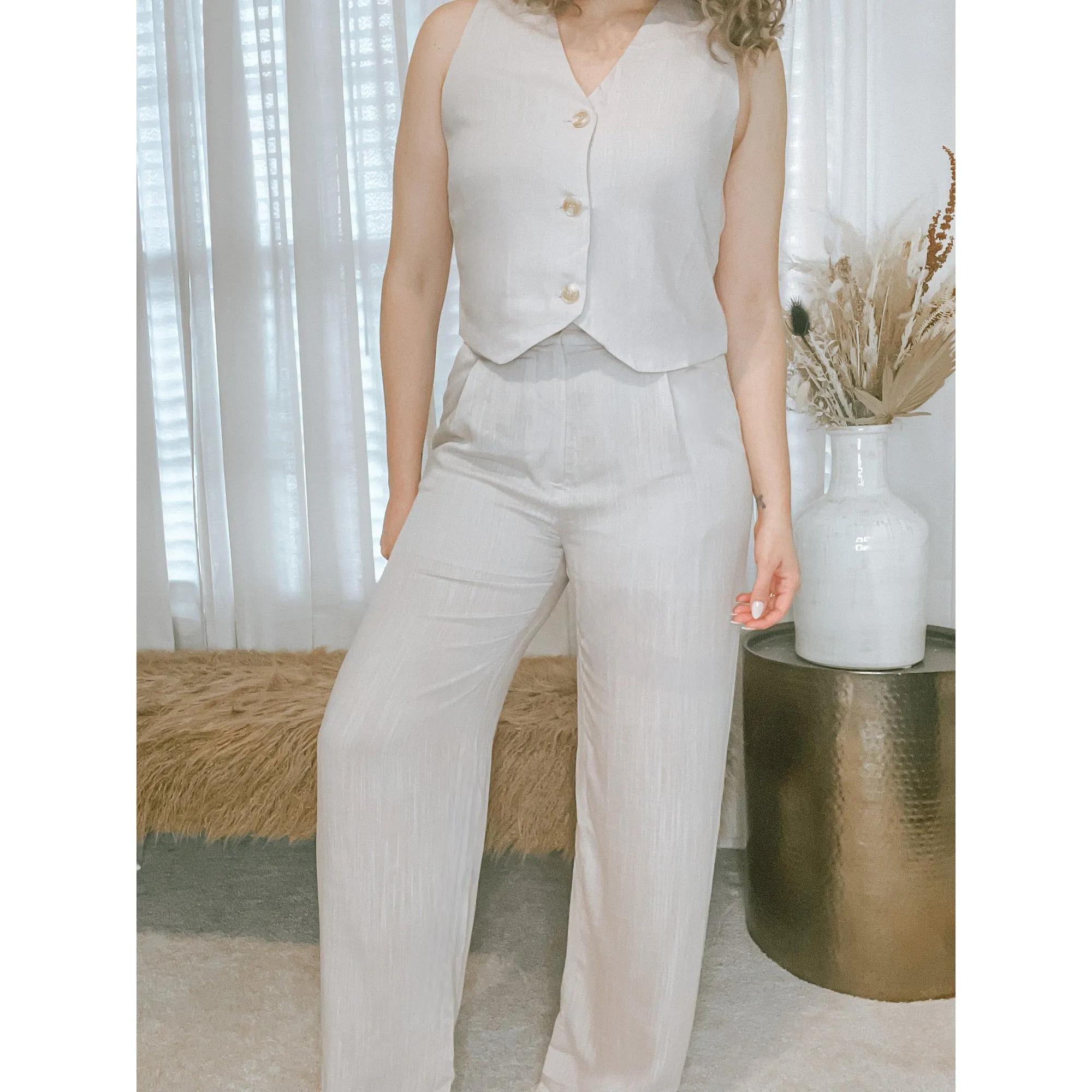 Ashton Linen Vest Set