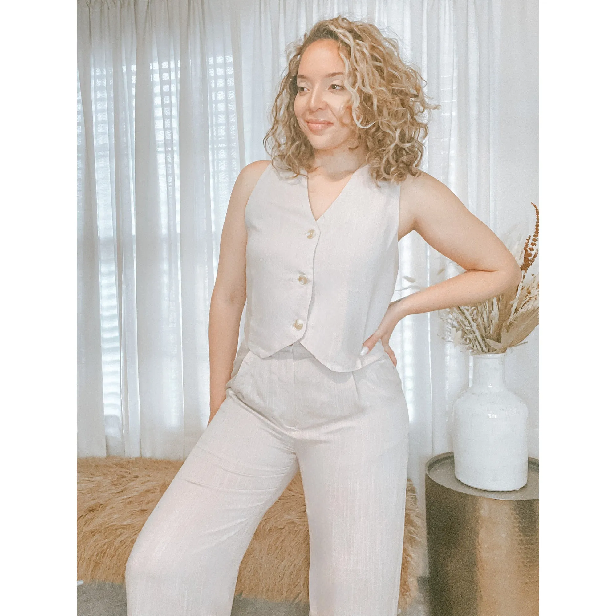 Ashton Linen Vest Set
