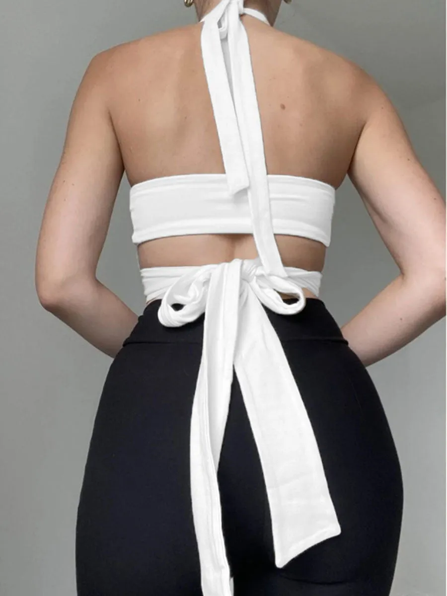 Backless Lace-up Halter Top