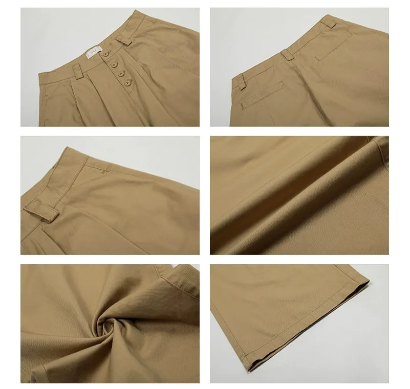 Baggy Wide-Leg Buttoned Pants