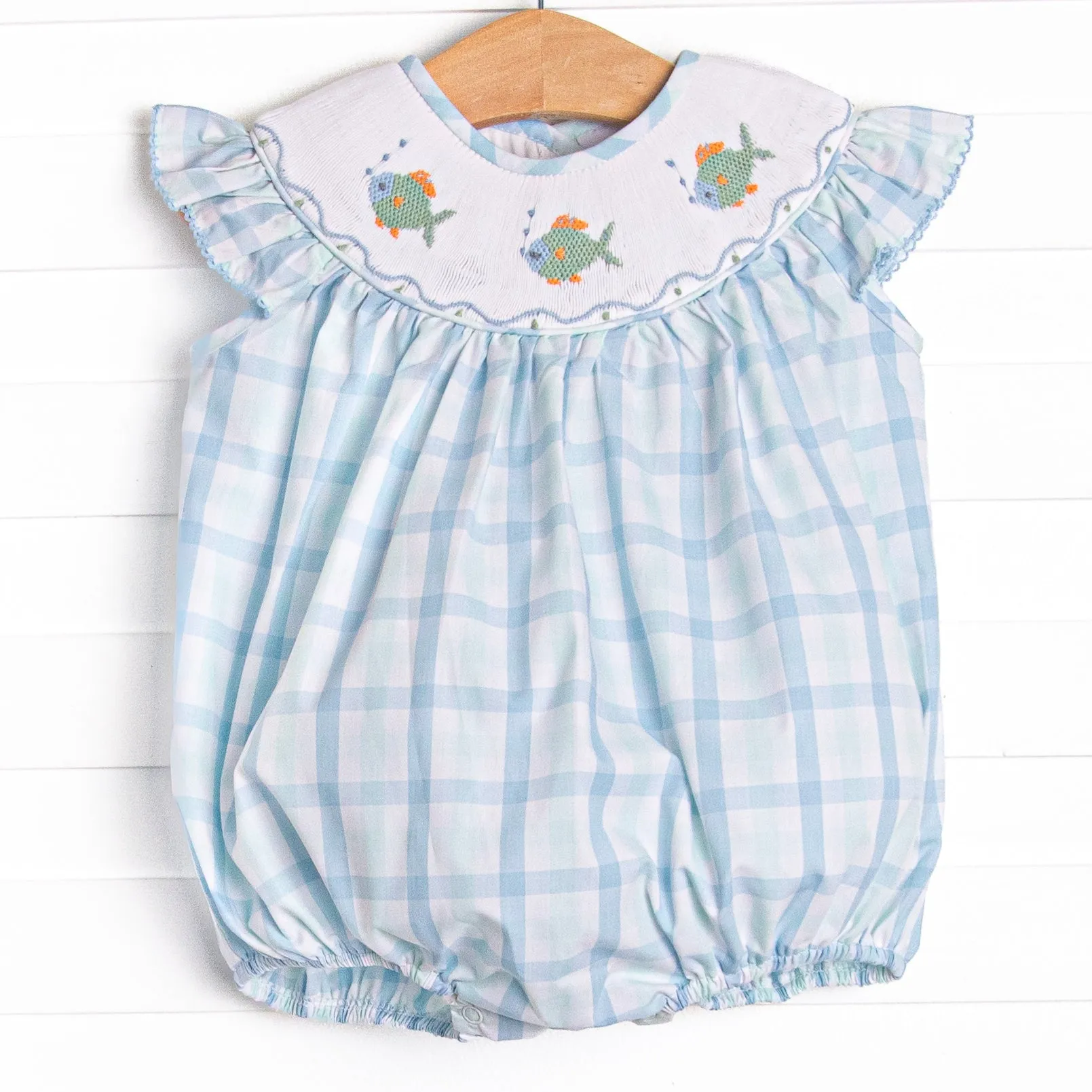 Bayside Bubbles Smocked Girl Bubble, Blue