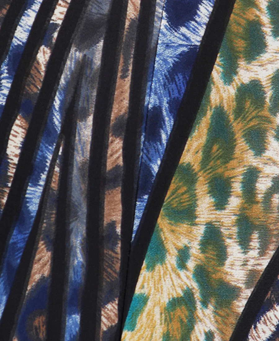 Beautiful Striped Leopard Cheetah Palazzo Pants Blue Green