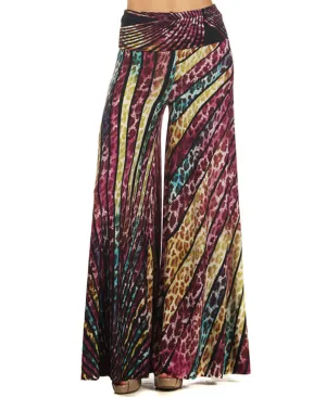 Beautiful Striped Leopard Cheetah Palazzo Pants Blue Green