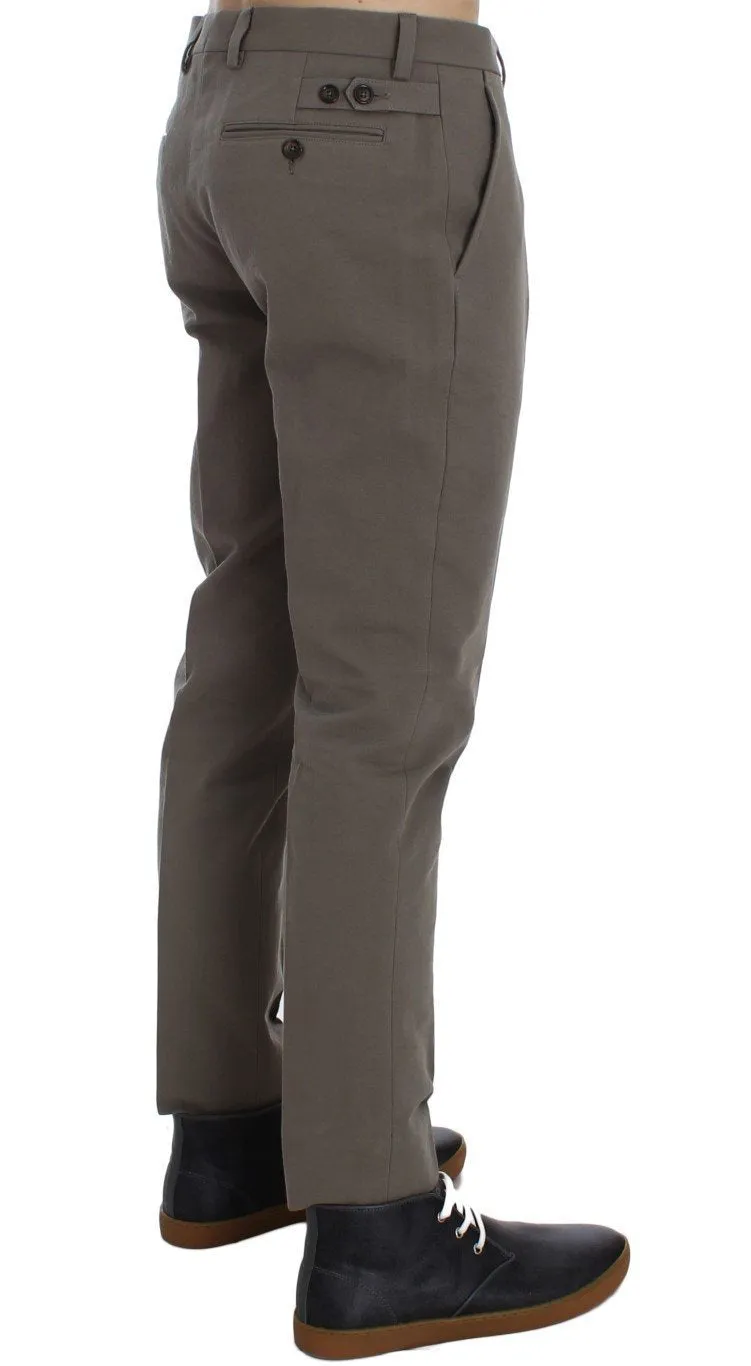 Beige Cotton Chinos Pants