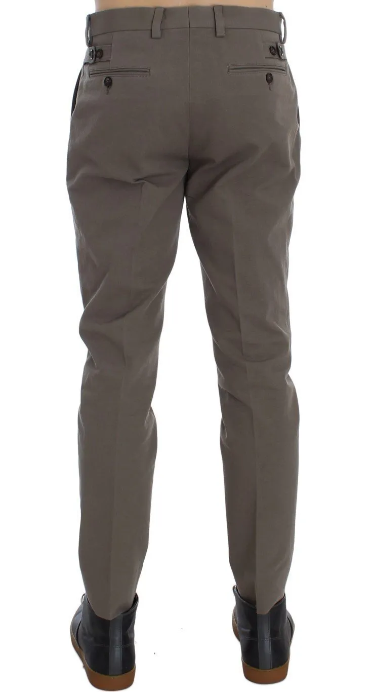 Beige Cotton Chinos Pants