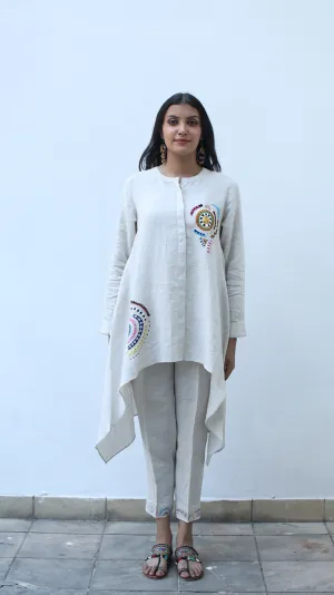 Beige Embroidered Lounge Pants