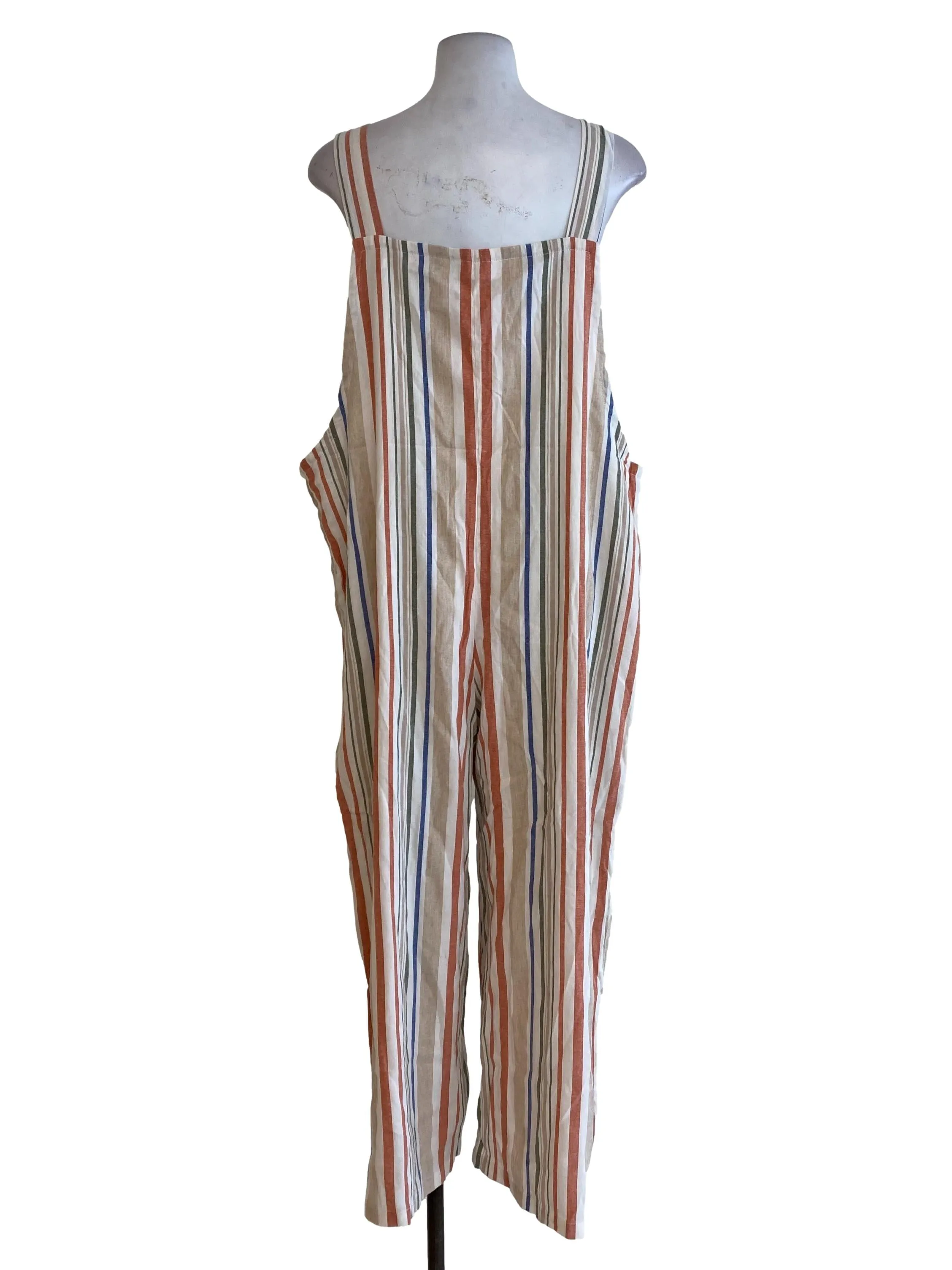 Beige Striped Jumpsuits