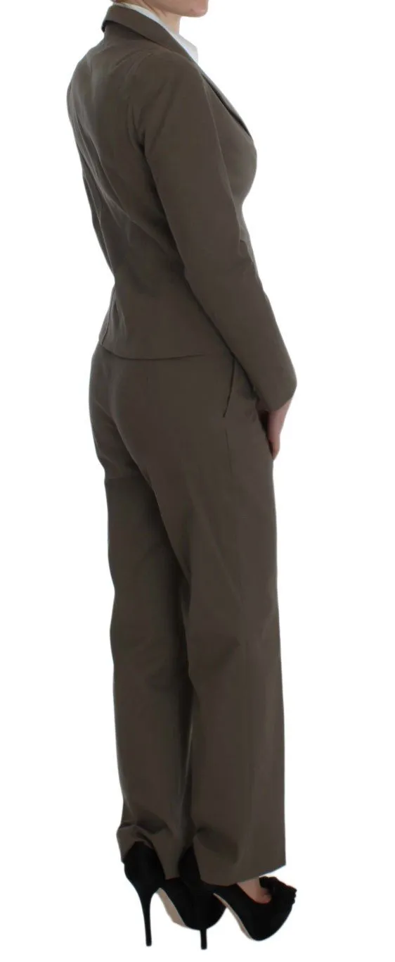Beige Wool Cotton Suit