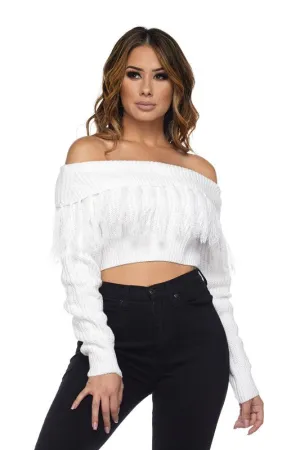 Belinda Crop Fringe Sweater