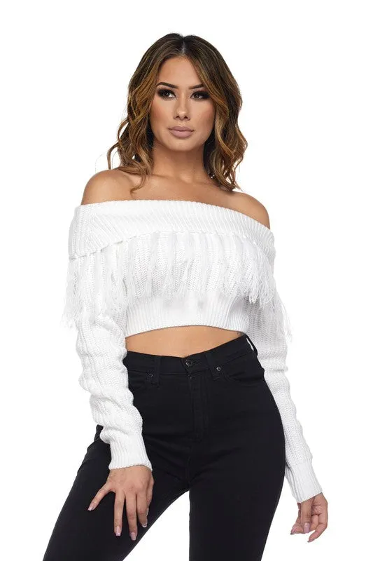 Belinda Crop Fringe Sweater