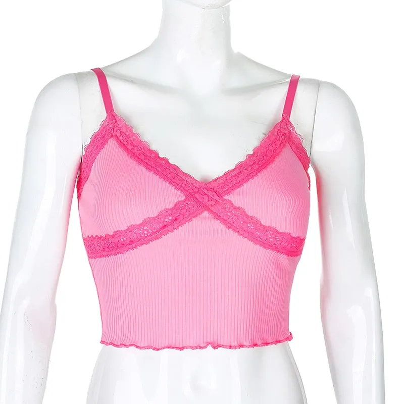 Bella Pink Lace Trimmed Top