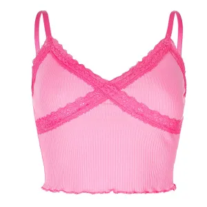 Bella Pink Lace Trimmed Top