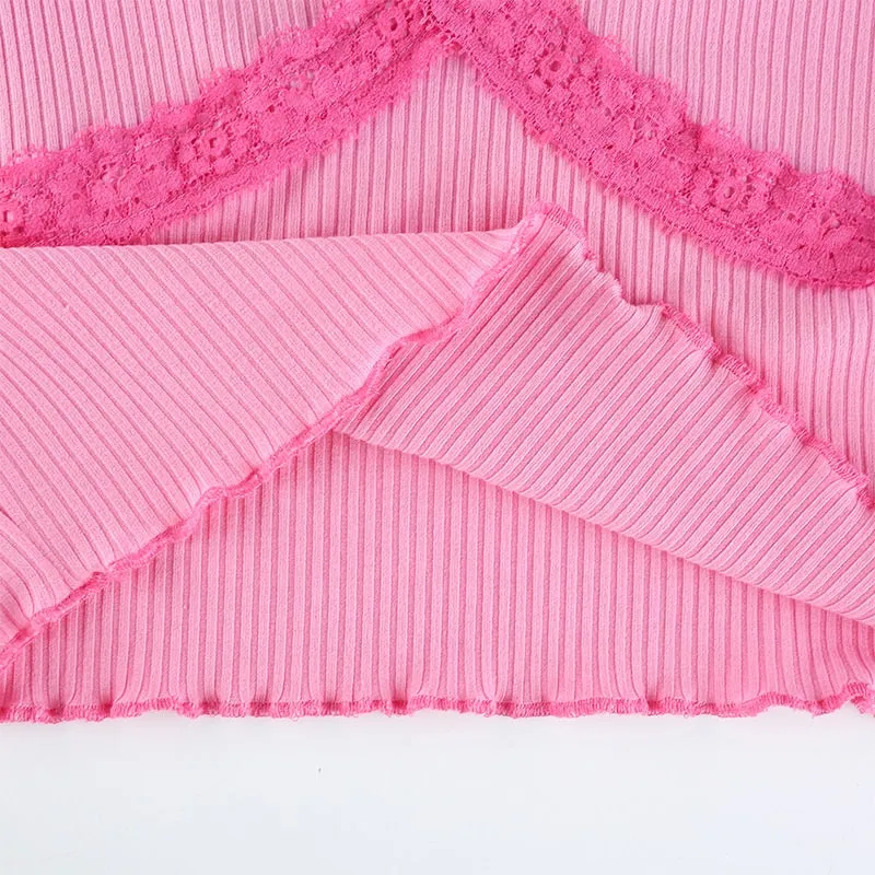 Bella Pink Lace Trimmed Top