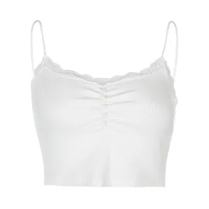 Belle Cinched White Lace Tank Top