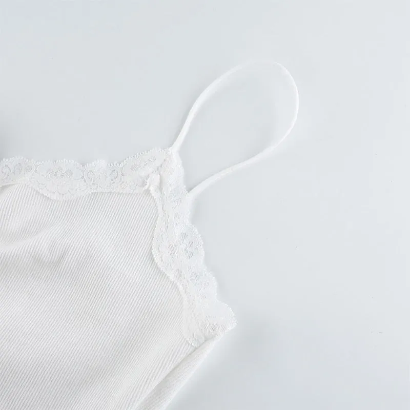 Belle Cinched White Lace Tank Top