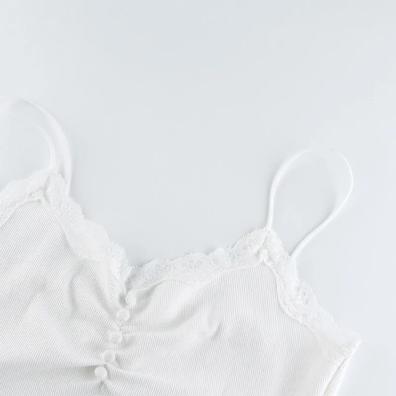Belle Cinched White Lace Tank Top