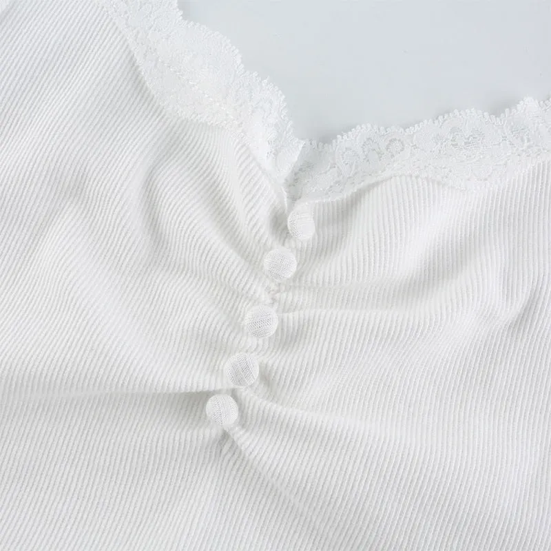 Belle Cinched White Lace Tank Top