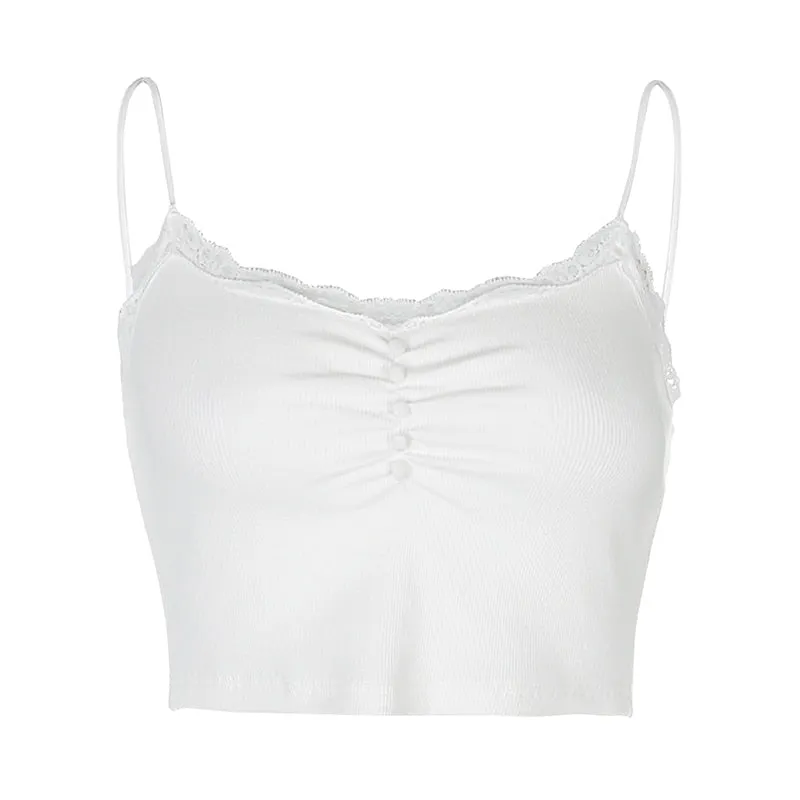 Belle Cinched White Lace Tank Top