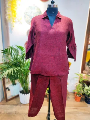 Berry Red Linen Cord Set