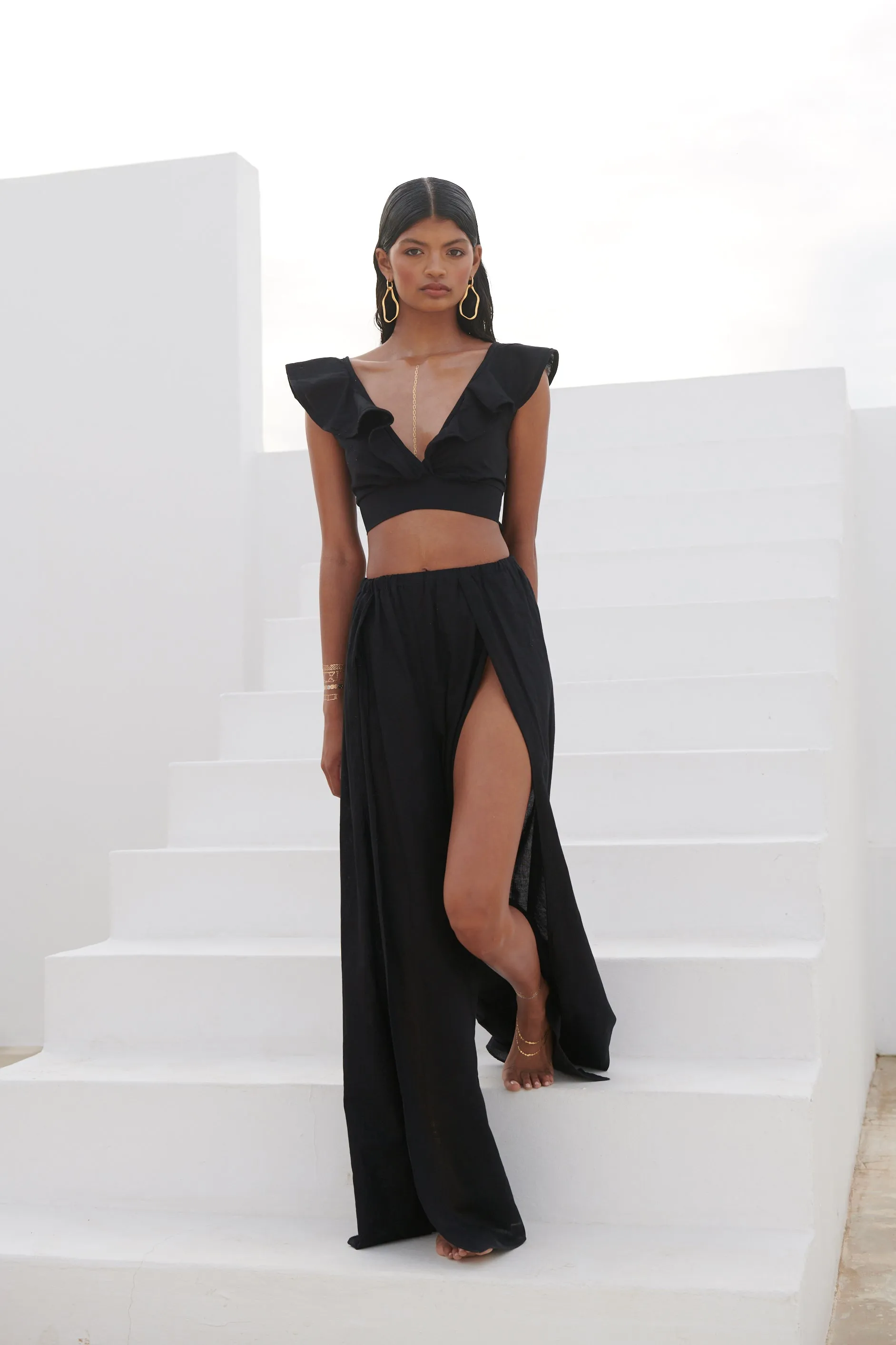 Black - 100% Linen Mykonos Pants