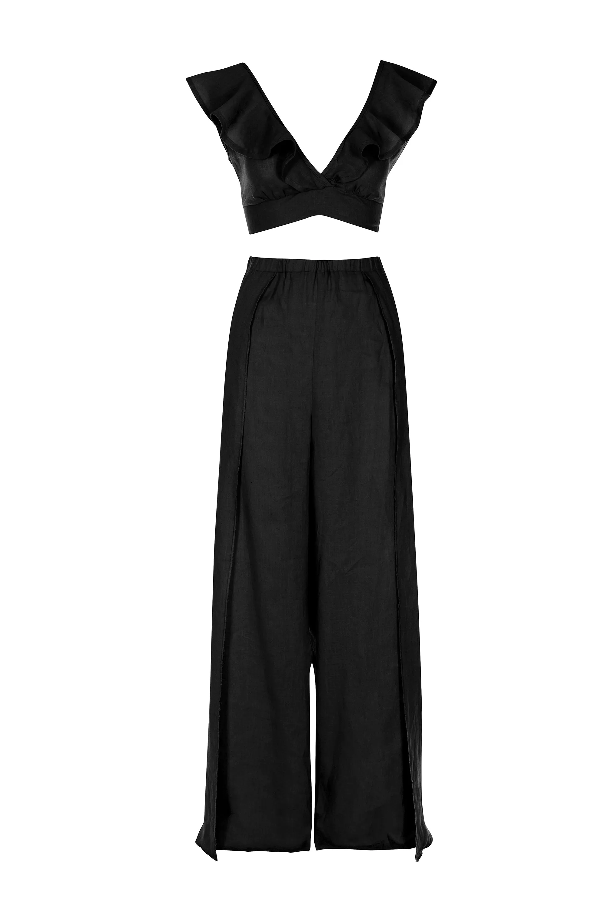 Black - 100% Linen Mykonos Pants