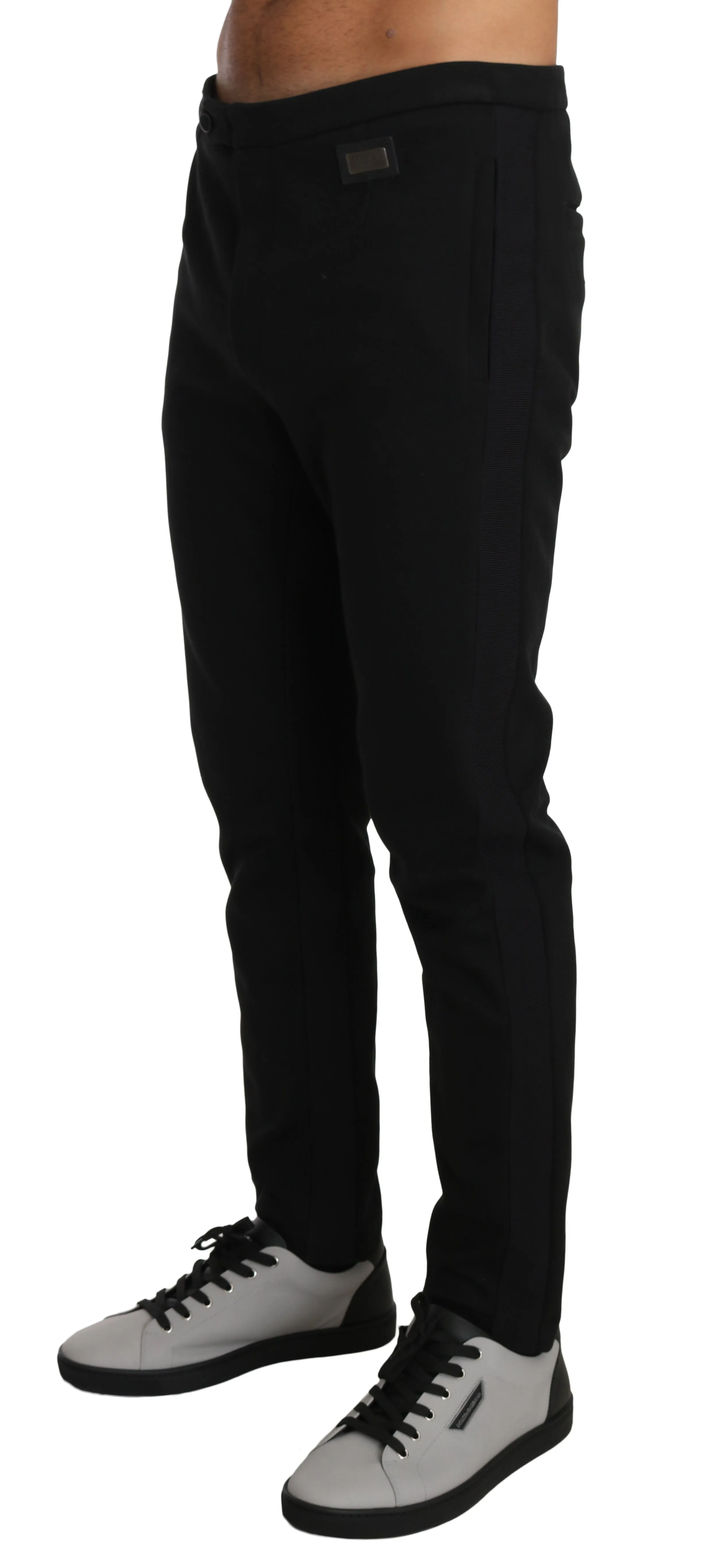 Black Cotton Logo Dress Formal Trousers
