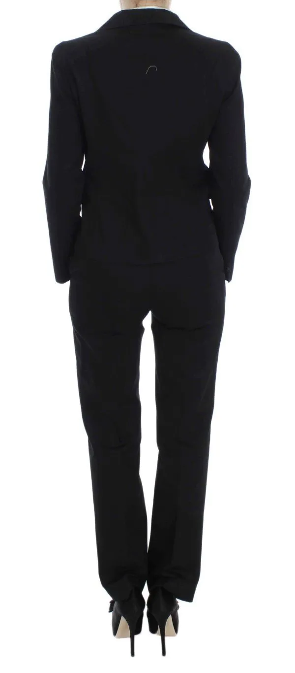 Black Cotton Stretch Suit