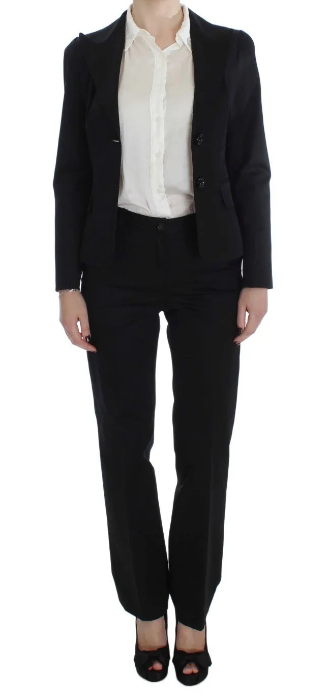 Black Cotton Stretch Suit
