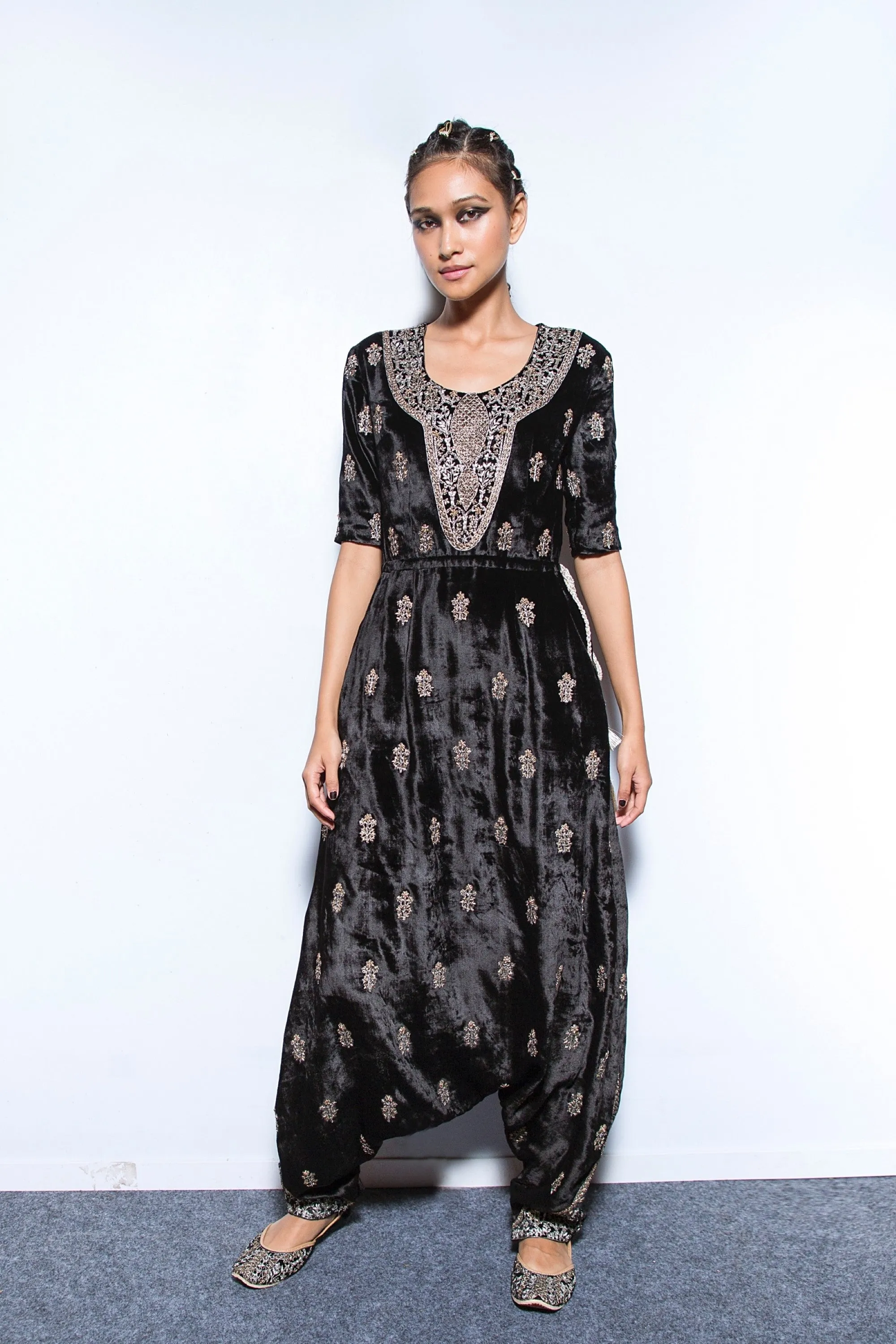 Black Embroidered Jumpsuit