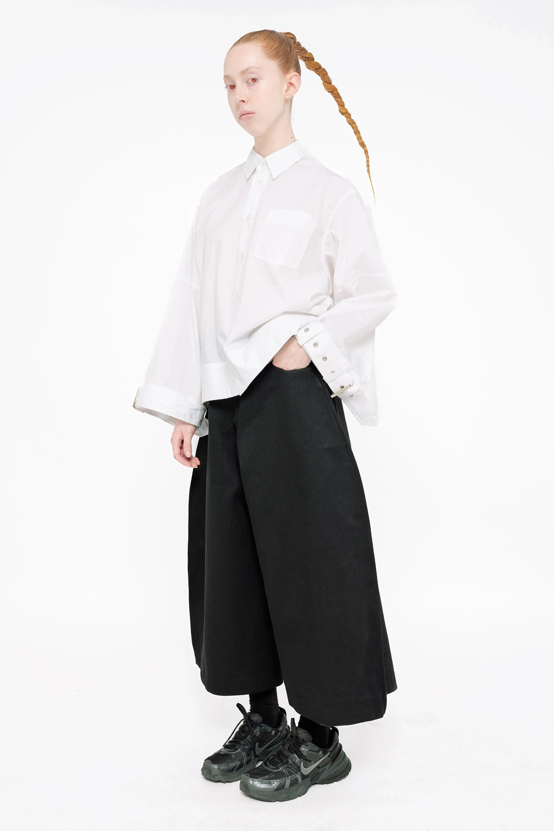 BLACK FLAT WIDE LEG PANTS